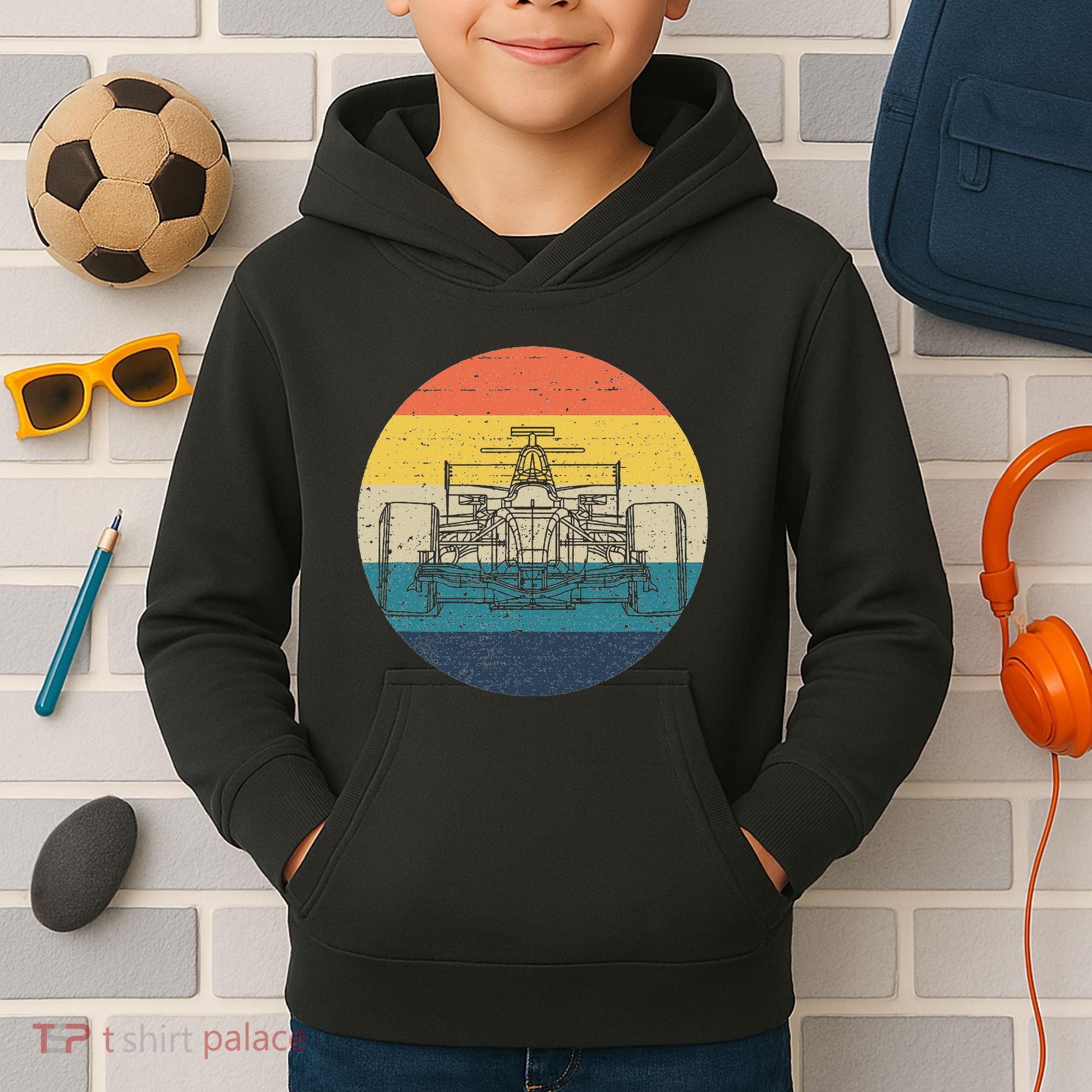Formula Racecar Schematic Retro Formula Racecar Driver Kids Hoodie