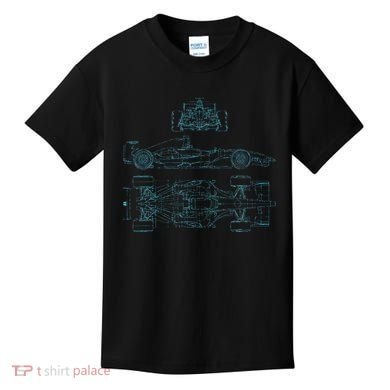 Formula Racecar Schematic Racing Formula Racecar Driver Kids T-Shirt