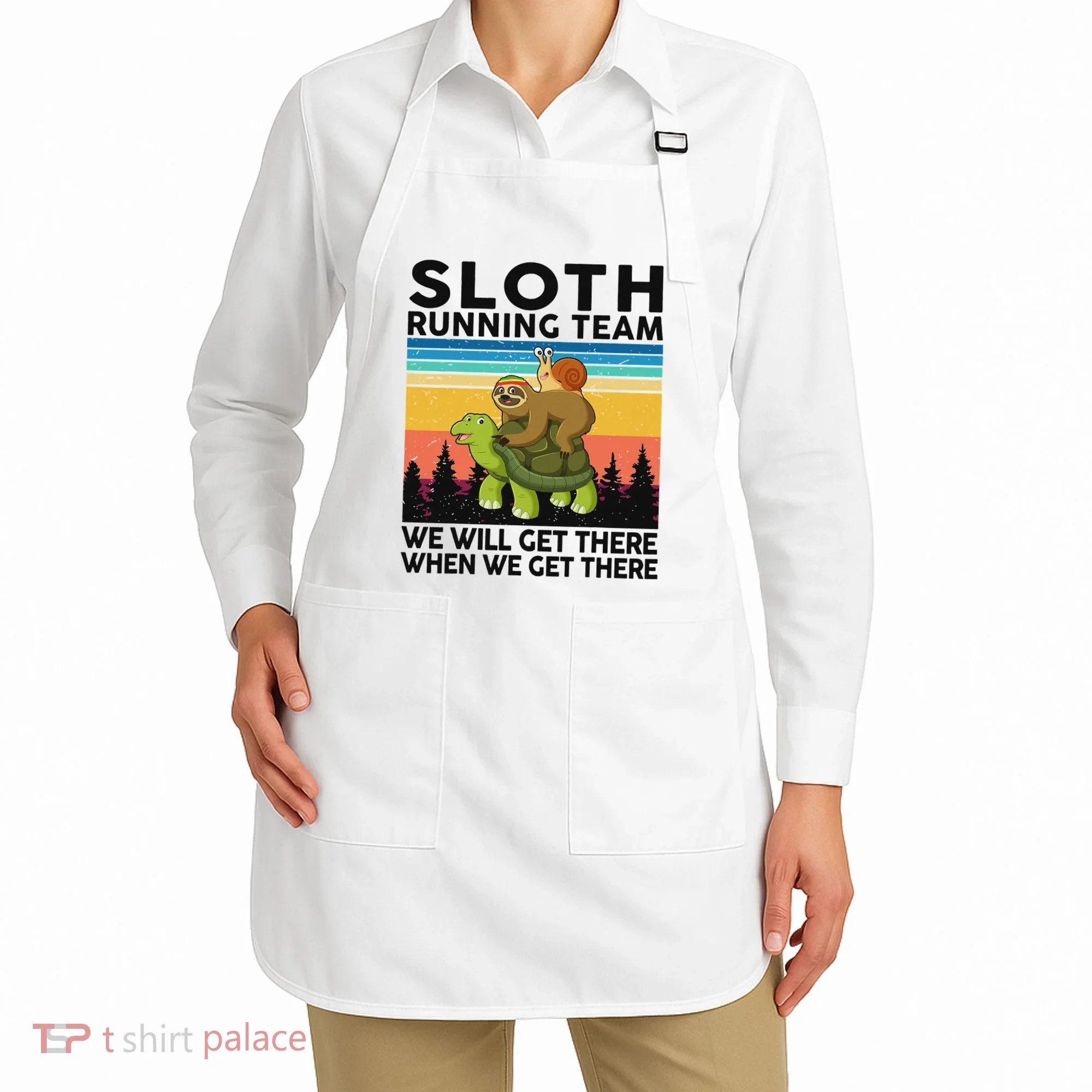 Funny Running Sloth Running Team Sloth Apron