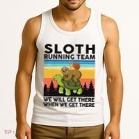 Funny Running Sloth Running Team Sloth Tank Top thumb 3