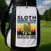 Funny Running Sloth Running Team Sloth Golf Towel thumb 2