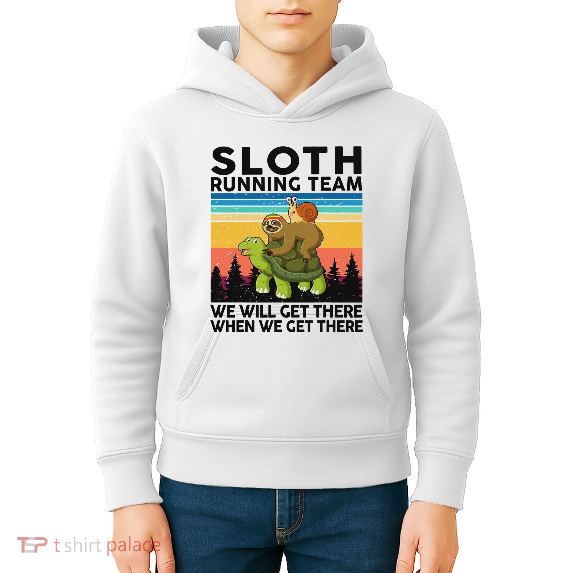 Funny Running Sloth Running Team Sloth Kids Hoodie