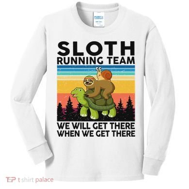 Funny Running Sloth Running Team Sloth Kids Long Sleeve Shirt