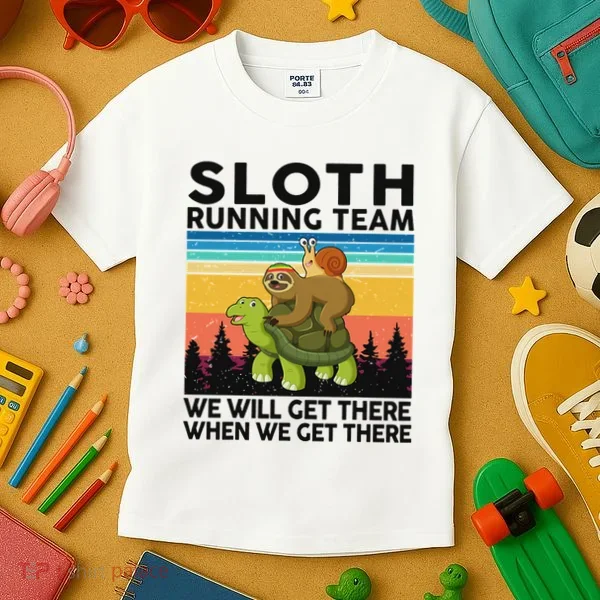Funny Running Sloth Running Team Sloth Kids T-Shirt