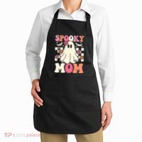 Family Retro Spooky Mom Groovy Halloween Ghost Costume Gift Apron thumb 2