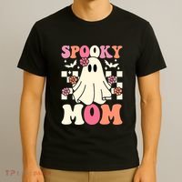 Family Retro Spooky Mom Groovy Halloween Ghost Costume Gift T-Shirt thumb 3