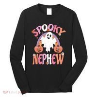 Family Retro Spooky Nephew Groovy Retro Halloween Ghost Costume Gift Long Sleeve Shirt thumb 0