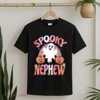 Family Retro Spooky Nephew Groovy Retro Halloween Ghost Costume Gift T-Shirt thumb 2