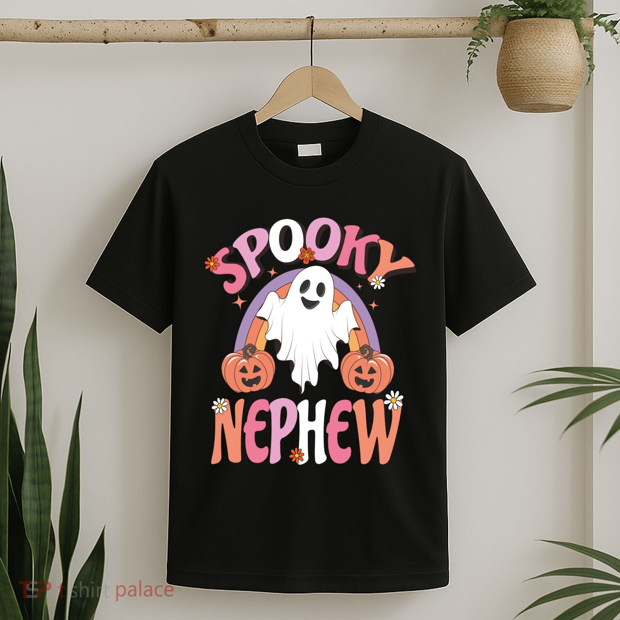 Family Retro Spooky Nephew Groovy Retro Halloween Ghost Costume Gift T-Shirt