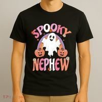 Family Retro Spooky Nephew Groovy Retro Halloween Ghost Costume Gift T-Shirt thumb 3