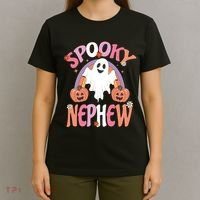 Family Retro Spooky Nephew Groovy Retro Halloween Ghost Costume Gift T-Shirt thumb 4