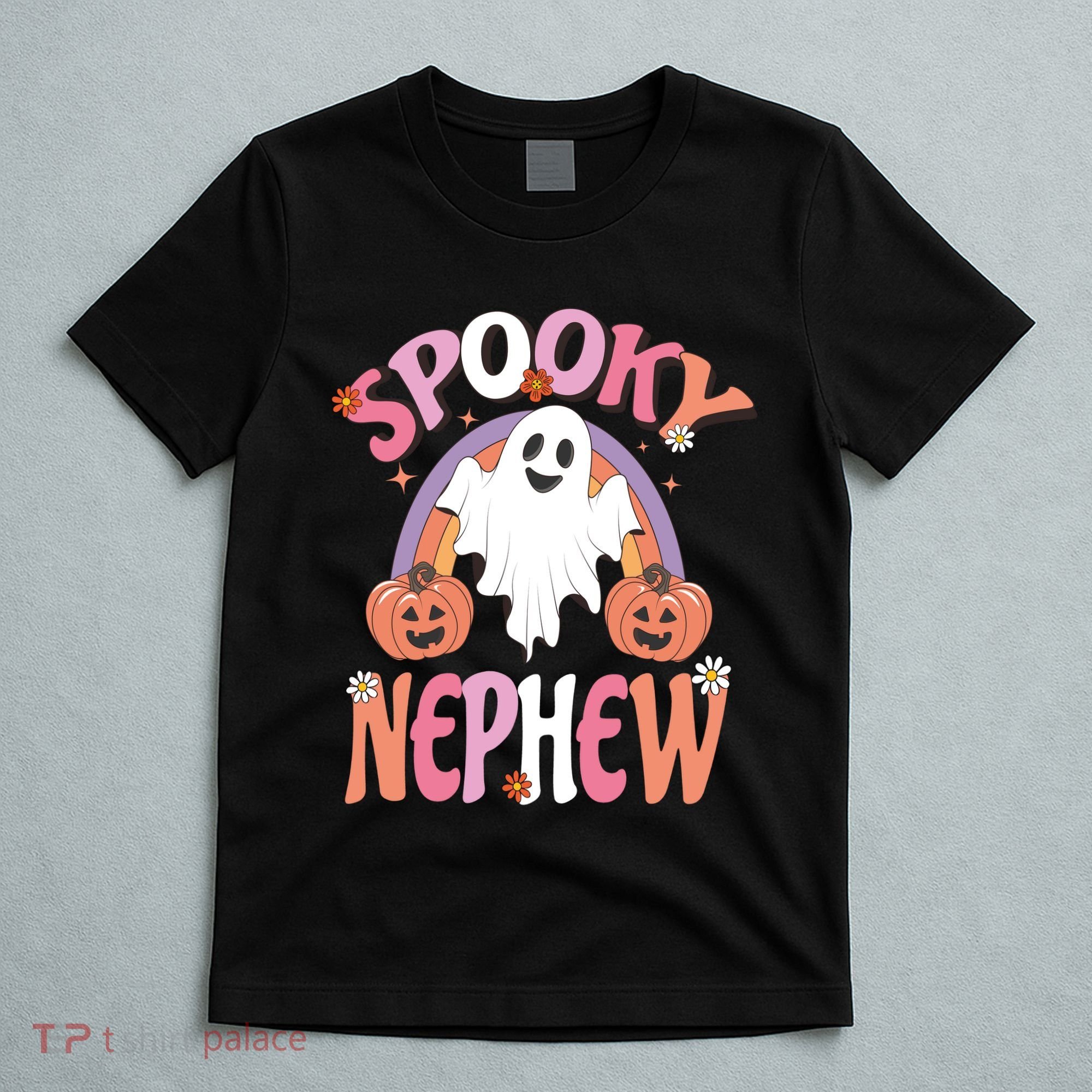Family Retro Spooky Nephew Groovy Retro Halloween Ghost Costume Gift T-Shirt