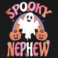Family Retro Spooky Nephew Groovy Retro Halloween Ghost Costume Gift T-Shirt thumb 7