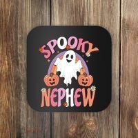 Family Retro Spooky Nephew Groovy Retro Halloween Ghost Costume Gift Coaster thumb 0