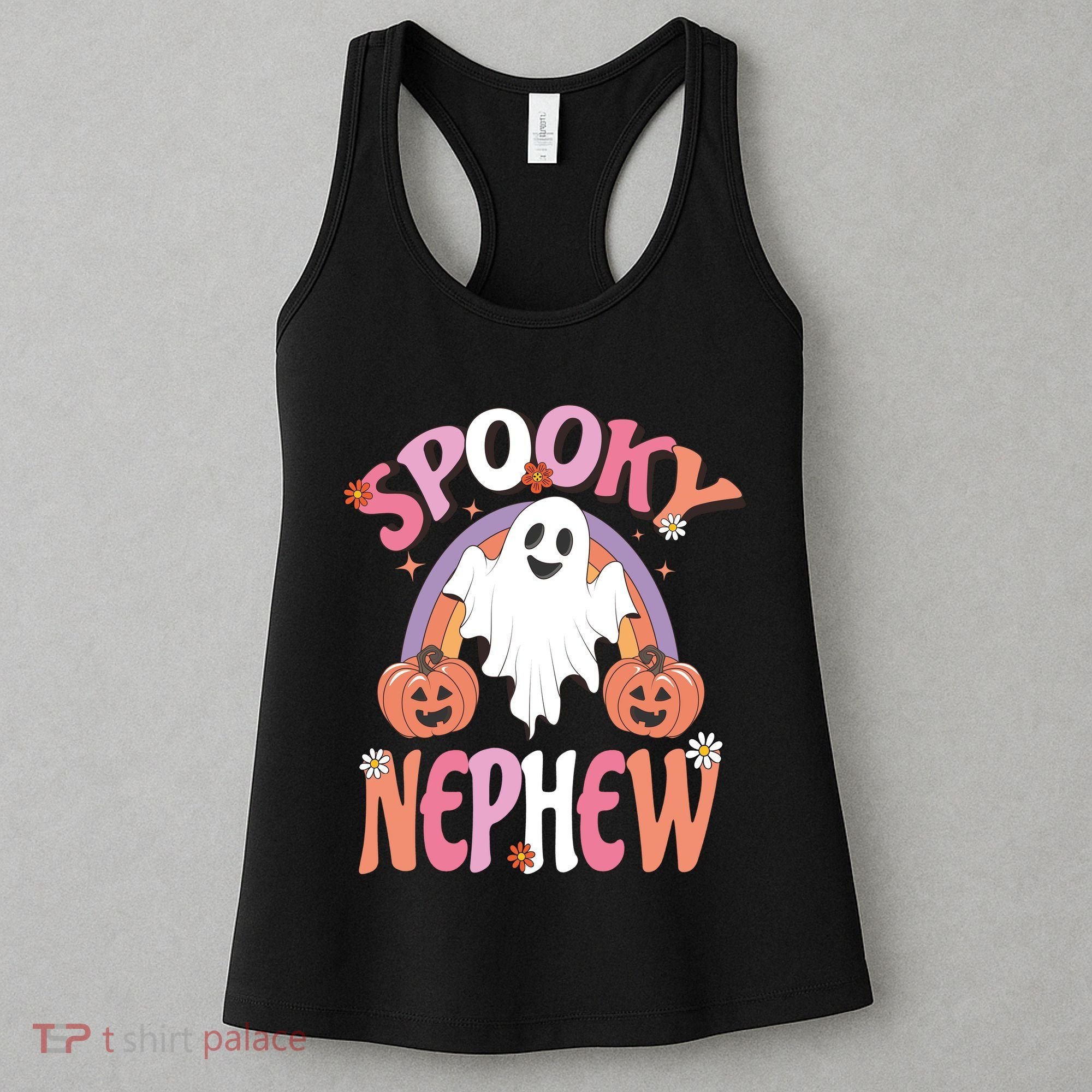Family Retro Spooky Nephew Groovy Retro Halloween Ghost Costume Gift Women's Tank Top