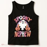 Family Retro Spooky Nephew Groovy Retro Halloween Ghost Costume Gift Tank Top thumb 2