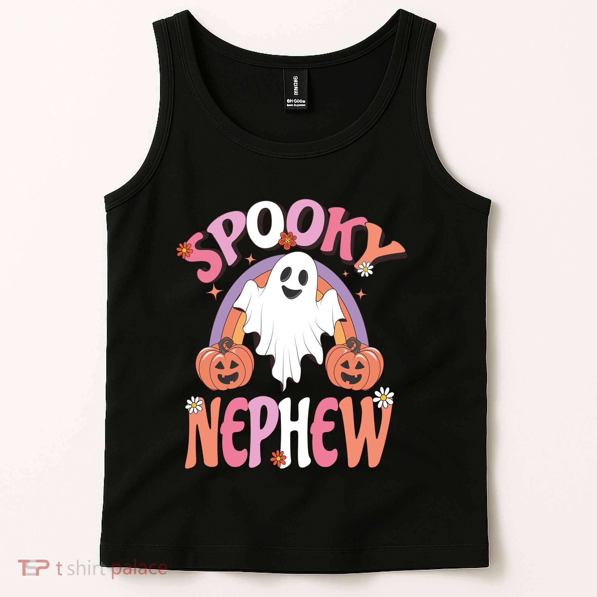 Family Retro Spooky Nephew Groovy Retro Halloween Ghost Costume Gift Tank Top