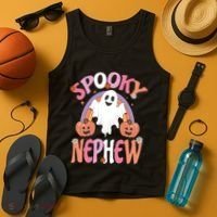 Family Retro Spooky Nephew Groovy Retro Halloween Ghost Costume Gift Tank Top thumb 4