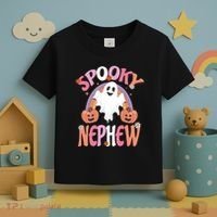 Family Retro Spooky Nephew Groovy Retro Halloween Ghost Costume Gift Toddler T-Shirt thumb 3