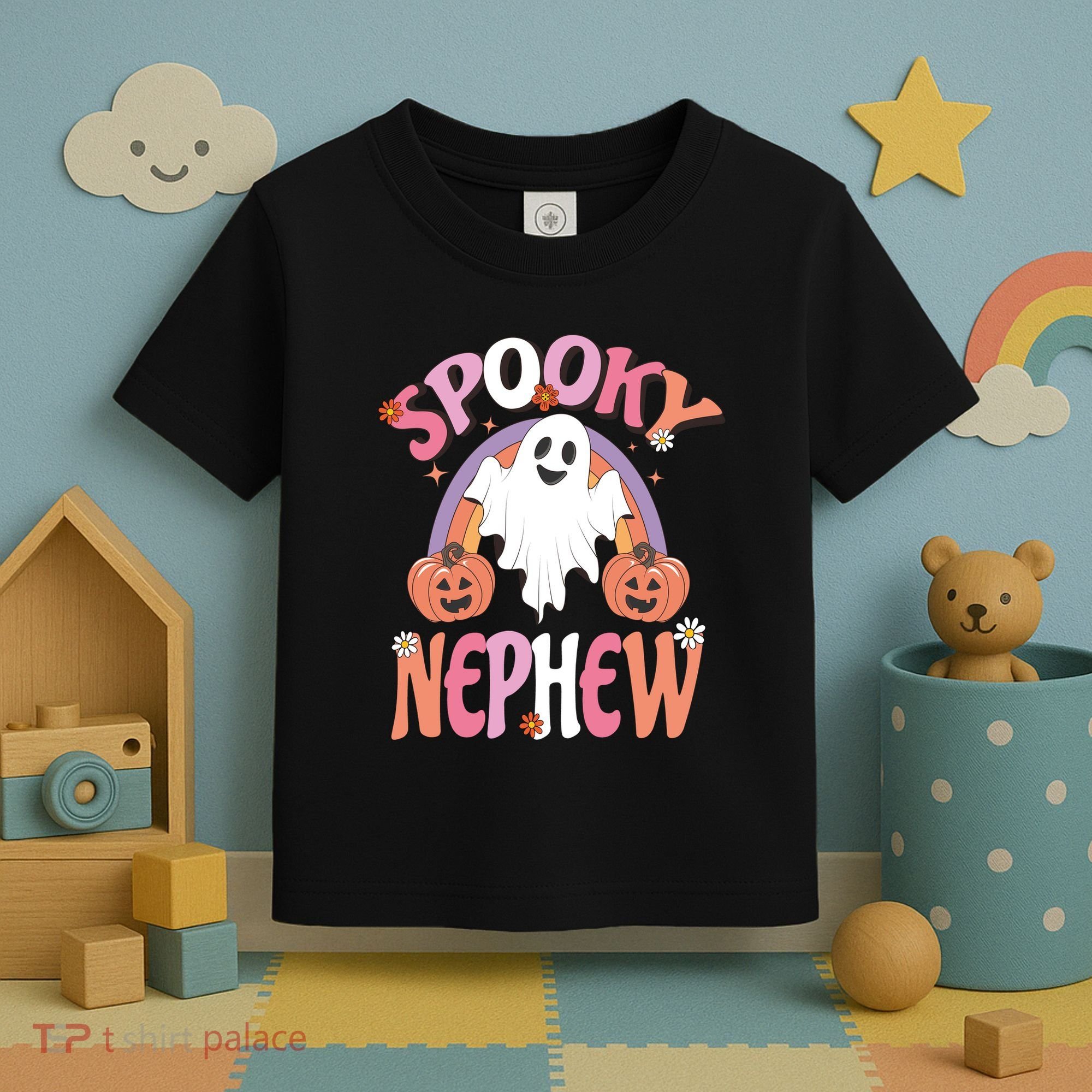Family Retro Spooky Nephew Groovy Retro Halloween Ghost Costume Gift Toddler T-Shirt