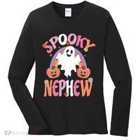 Family Retro Spooky Nephew Groovy Retro Halloween Ghost Costume Gift Women's Long Sleeve Shirt thumb 0