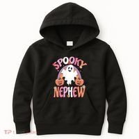 Family Retro Spooky Nephew Groovy Retro Halloween Ghost Costume Gift Kids Hoodie thumb 0