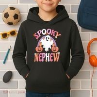 Family Retro Spooky Nephew Groovy Retro Halloween Ghost Costume Gift Kids Hoodie thumb 2