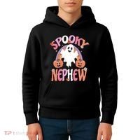 Family Retro Spooky Nephew Groovy Retro Halloween Ghost Costume Gift Kids Hoodie thumb 4