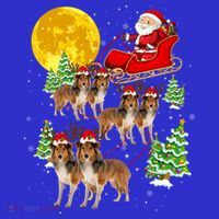 Funny Reindeer Sheltie Dogs With Santa Sleigh Xmas Holiday Funny Gift T-Shirt thumb 7