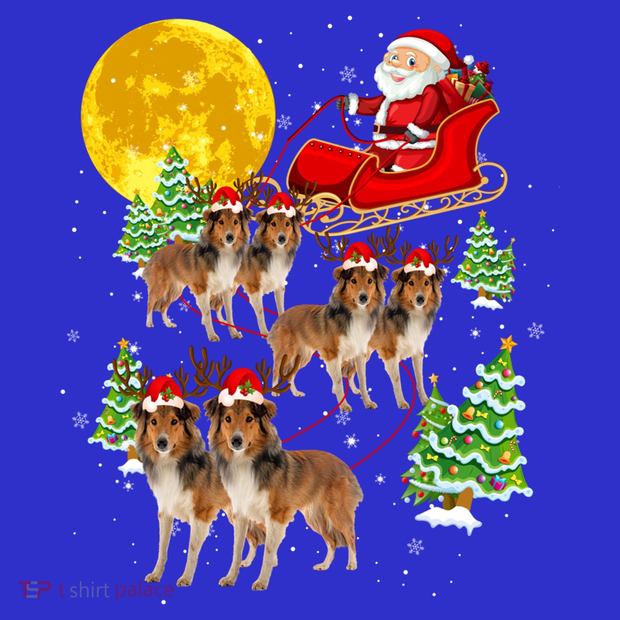 Funny Reindeer Sheltie Dogs With Santa Sleigh Xmas Holiday Funny Gift Women's Tank Top