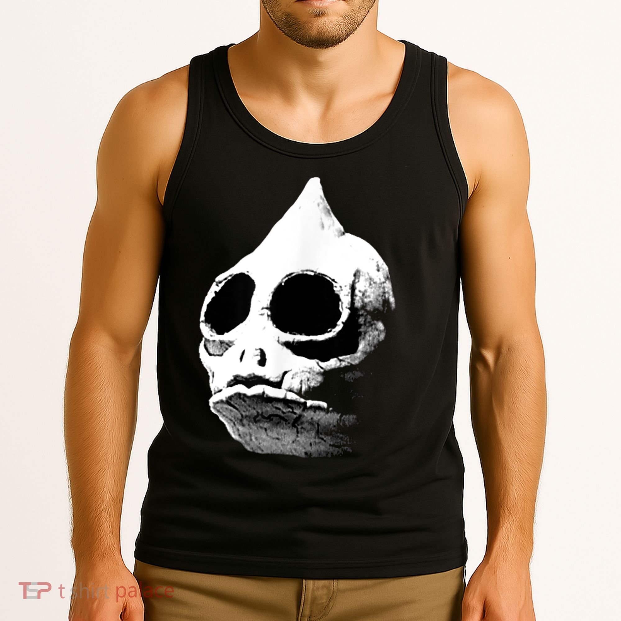 Funny Retro Sleestak Reptilian Skull Graphic Tank Top
