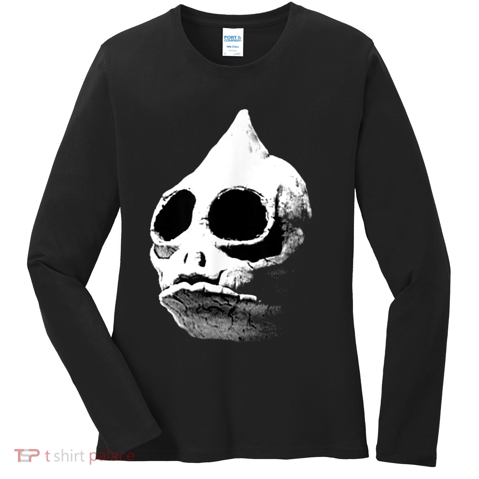 Funny Retro Sleestak Reptilian Skull Graphic Women's Long Sleeve Shirt