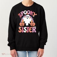 Family Retro Spooky Sister Groovy Retro Halloween Ghost Costume Gift Women's Sweatshirt thumb 0