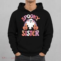 Family Retro Spooky Sister Groovy Retro Halloween Ghost Costume Gift Hoodie thumb 0