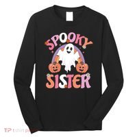 Family Retro Spooky Sister Groovy Retro Halloween Ghost Costume Gift Long Sleeve Shirt thumb 0