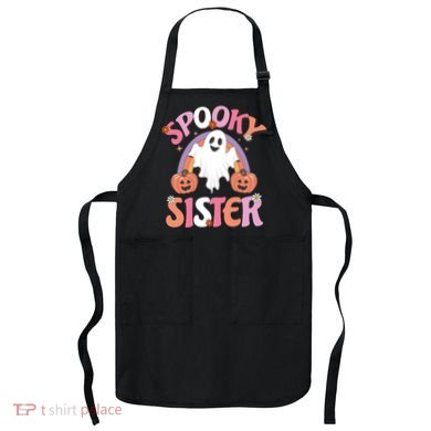 Family Retro Spooky Sister Groovy Retro Halloween Ghost Costume Gift Apron