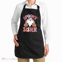 Family Retro Spooky Sister Groovy Retro Halloween Ghost Costume Gift Apron thumb 2