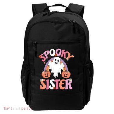 Family Retro Spooky Sister Groovy Retro Halloween Ghost Costume Gift Backpack