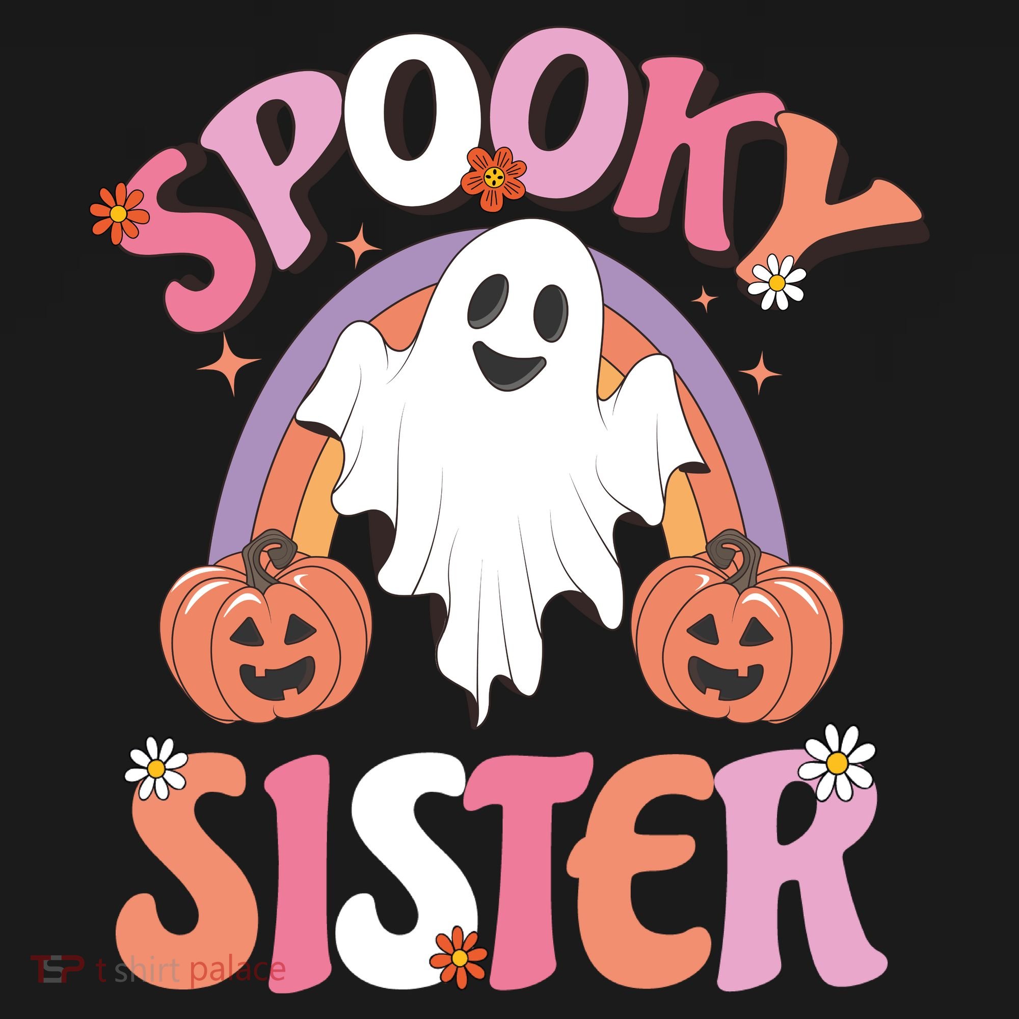 Family Retro Spooky Sister Groovy Retro Halloween Ghost Costume Gift Bucket Hat