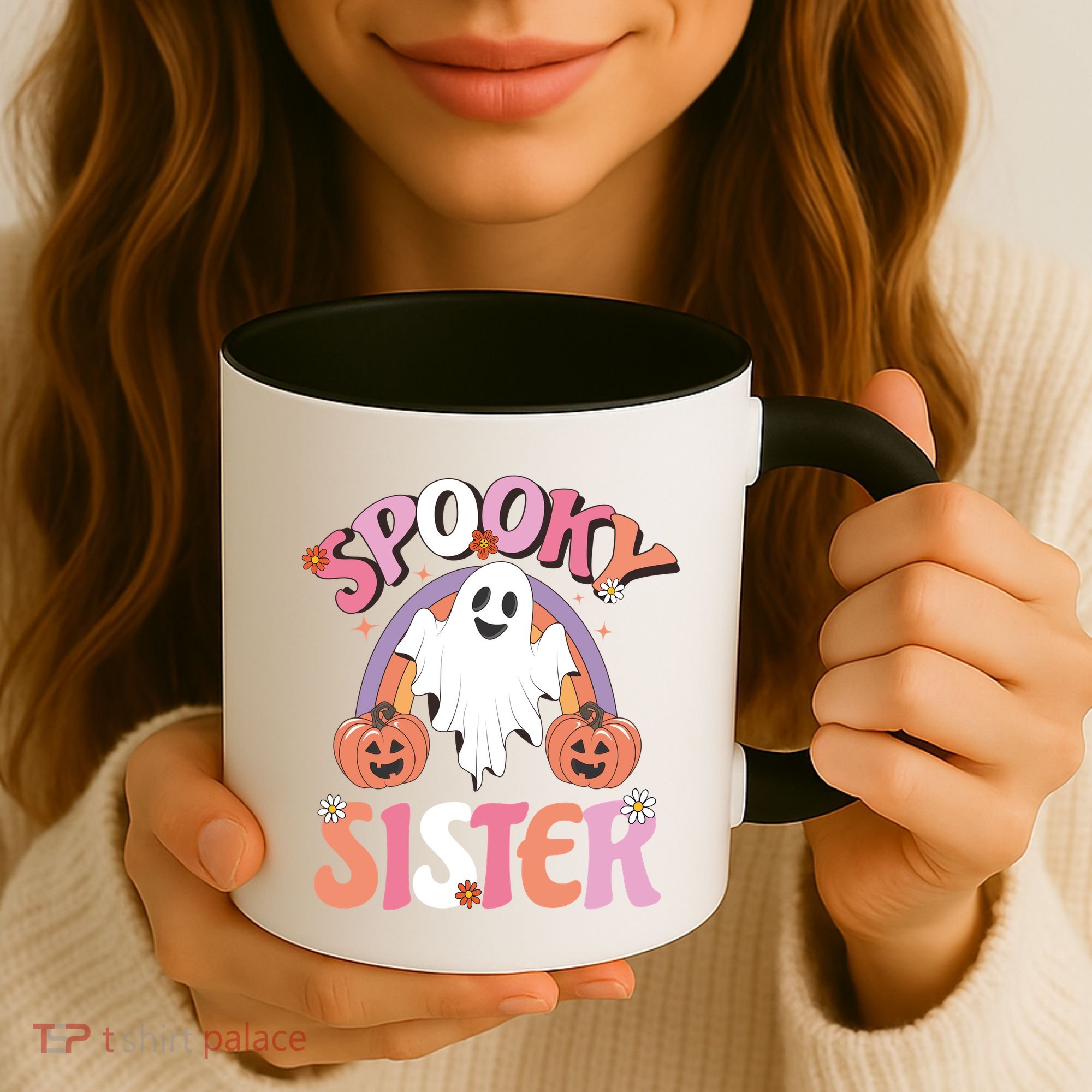 Family Retro Spooky Sister Groovy Retro Halloween Ghost Costume Gift Coffee Mug