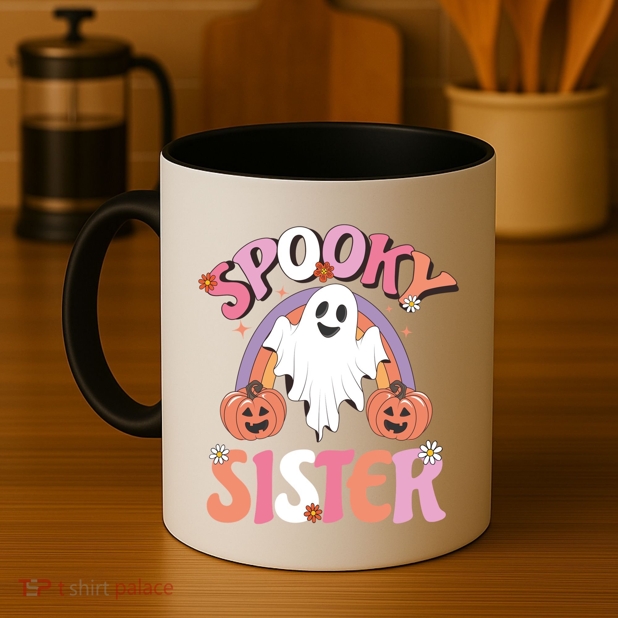 Family Retro Spooky Sister Groovy Retro Halloween Ghost Costume Gift Coffee Mug
