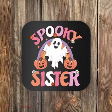 Family Retro Spooky Sister Groovy Retro Halloween Ghost Costume Gift Coaster