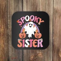 Family Retro Spooky Sister Groovy Retro Halloween Ghost Costume Gift Coaster thumb 0