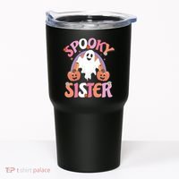 Family Retro Spooky Sister Groovy Retro Halloween Ghost Costume Gift Tumbler thumb 0
