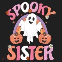 Family Retro Spooky Sister Groovy Retro Halloween Ghost Costume Gift Hat thumb 2