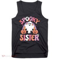 Family Retro Spooky Sister Groovy Retro Halloween Ghost Costume Gift Tank Top thumb 0