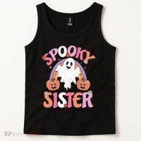 Family Retro Spooky Sister Groovy Retro Halloween Ghost Costume Gift Tank Top thumb 2