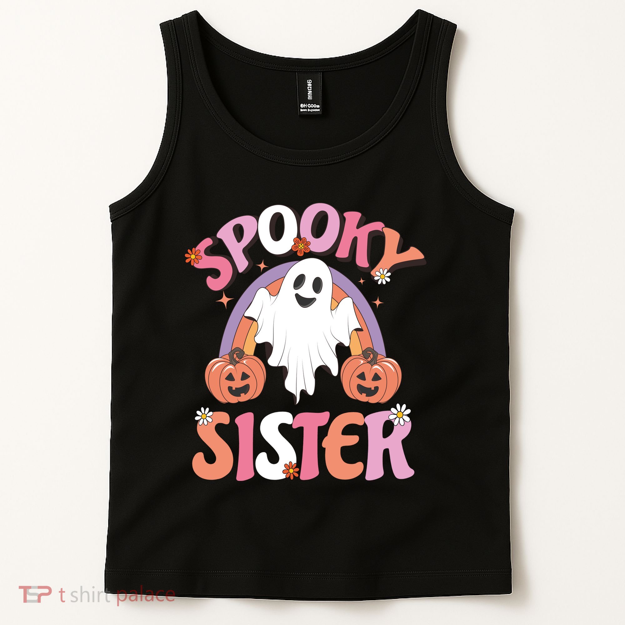 Family Retro Spooky Sister Groovy Retro Halloween Ghost Costume Gift Tank Top