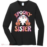 Family Retro Spooky Sister Groovy Retro Halloween Ghost Costume Gift Women's Long Sleeve Shirt thumb 0