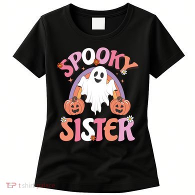 Family Retro Spooky Sister Groovy Retro Halloween Ghost Costume Gift Women's T-Shirt